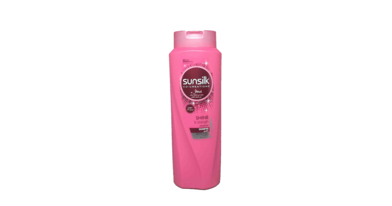 a pink bottle of shampoo